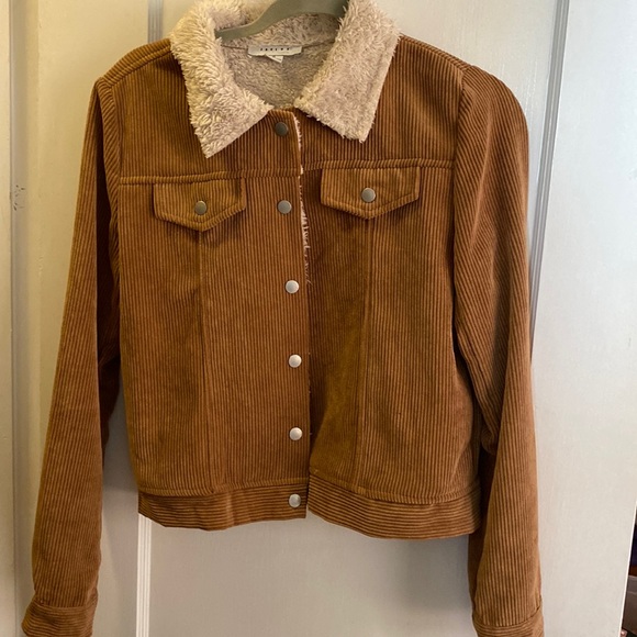 Faux Corduroy Jacket With Sherpa Collar 
